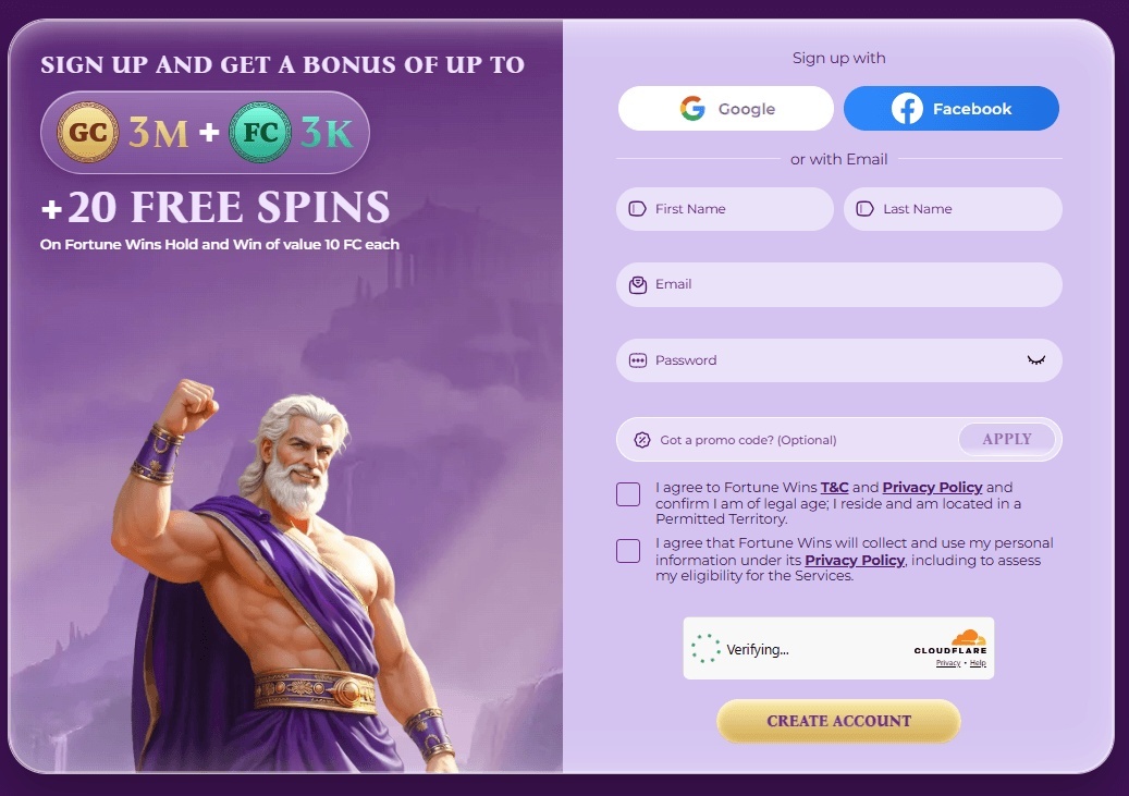 Fortune Wins claim promo code